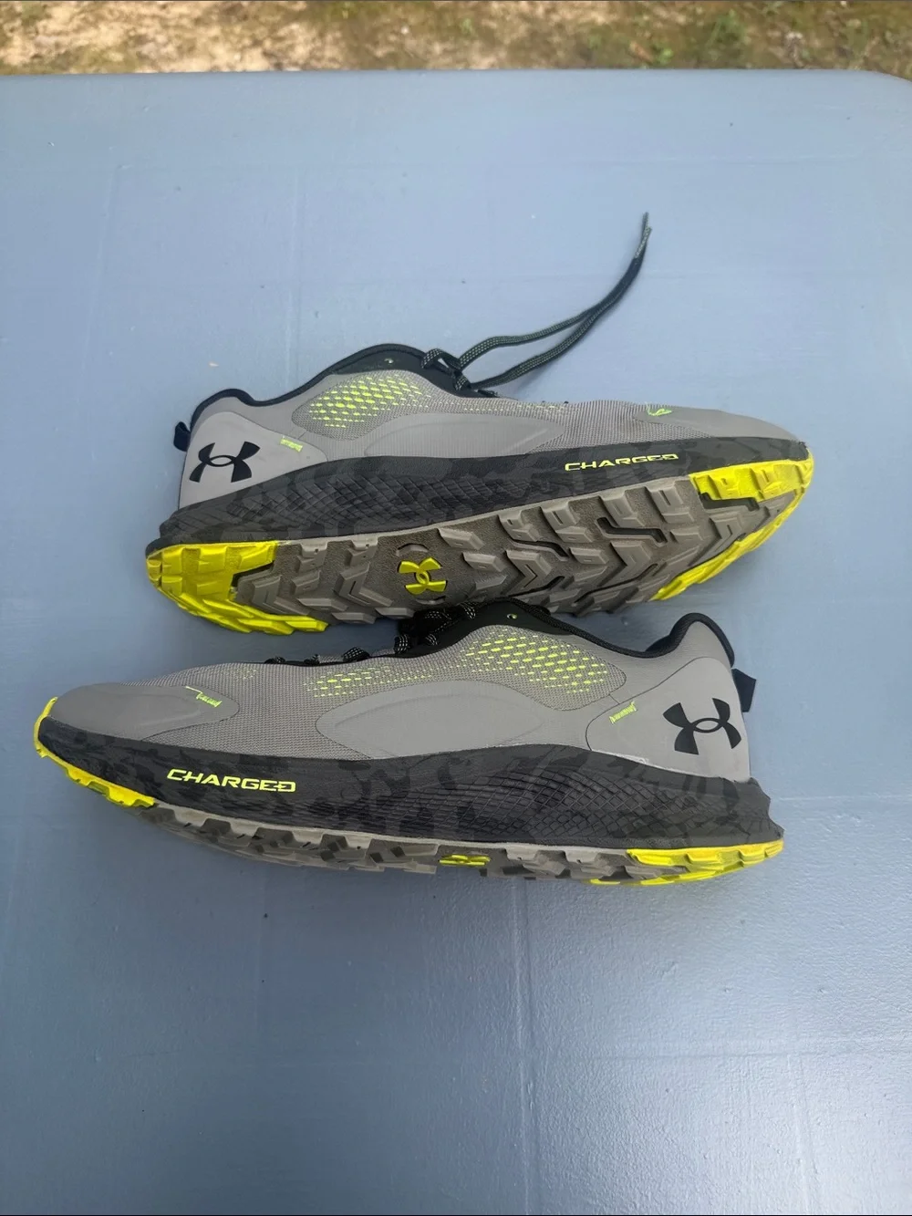 Under Armour Grey with Neon Yellow Accent Men's Running Sneakers